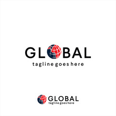 Globe logo design for international business of global technology industries. Global Company Business Logo Symbol Stock Vector illustration. 