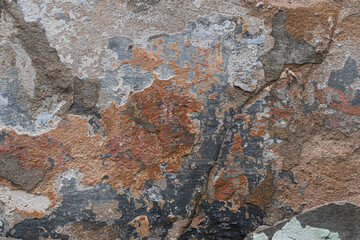 Paint blots and spots texture on old dirty concrete wall surface. Grunge background