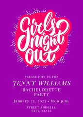 Girls night out. Bachelorette party vector invite.