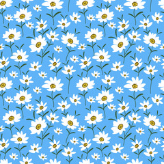 Seamless pattern of vintage floral tropical small flowers and leaves vector illustration