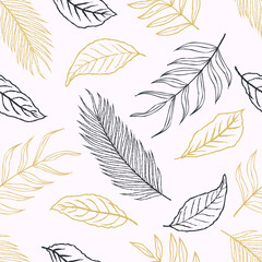 Seamless pattern of botanical floral tropical leaves vector illustration