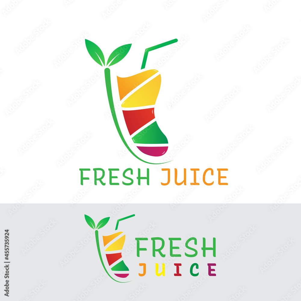 Wall mural fresh juice drink lemonade vector logo design template