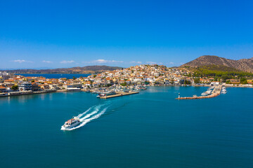 View of the picturesque coastal town of Ermioni, Peloponnese, Greece.