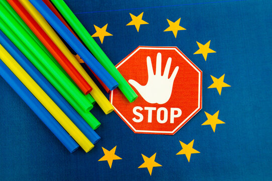 Stop sign on disposable plastic
