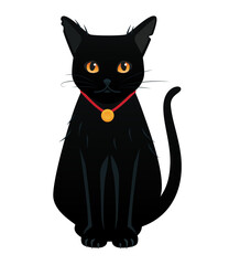 Black big-eyed cat - modern cartoon style object