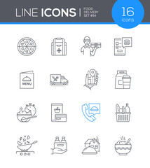 Food delivery - modern line design style icon set