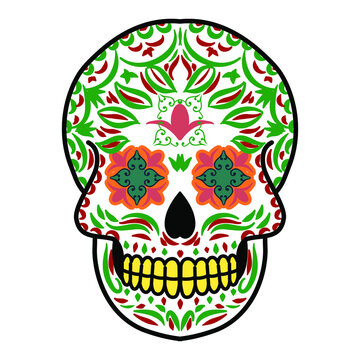 Dia de los muertos poster. Day of the Dead Sugar Decorative Skull