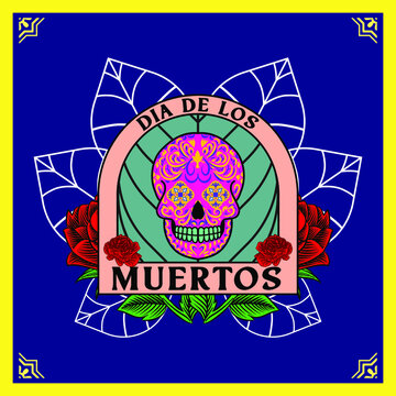 Dia De Los Muertos Poster. Day Of The Dead Sugar Decorative Skull