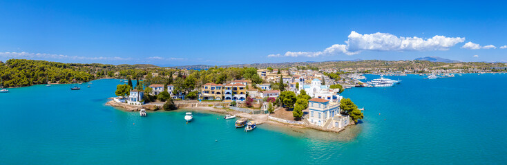 Fototapeta na wymiar View of the picturesque coastal town of Porto Heli, Peloponnese, Greece.