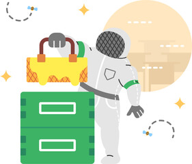 Bee farmer harvesting honey flat illustration for autumn theme