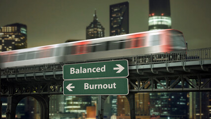 Fototapeta premium Street Sign to Balanced versus Burnout