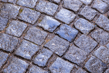 gray stone background smooth cobblestones part of city square