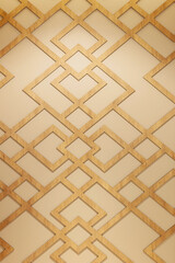 Wooden wall with modern texture of geometric shapes.