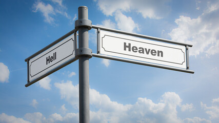 Fototapeta na wymiar Street Sign Heaven versus Hell