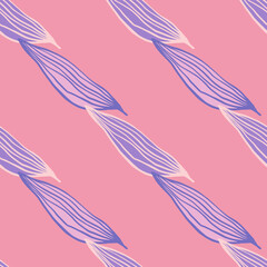 Abstract line leaves pattern on pink background. Botanical backdrop.