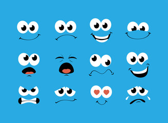 cartoon face expression set premium vector