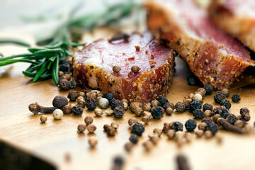 meat with lard cut into pieces