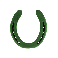horseshoe horse green symbol of good luck on white isolated background