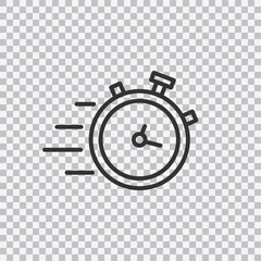 Quick time icon. Fast deadline. Rapid line symbol isolated on transparent background. Vector.