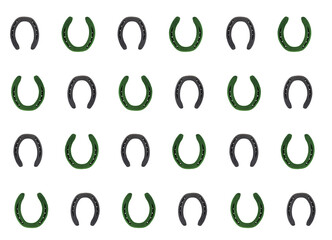 horseshoe horse dark green and brown top and down symbol of good luck on isolated background