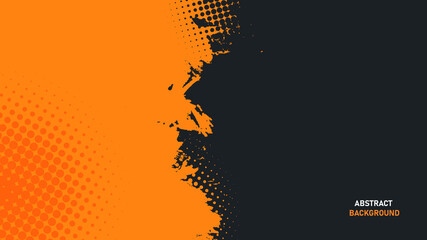 Abstract orange and black grunge texture background with halftone effect vector.	
