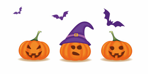 halloween happy october holiday pumpkin and bat