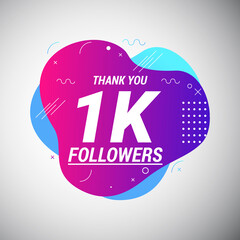 Thank You 1000 or 1k Followers Congratulation Banner