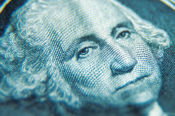 Close up George Washington on one Dollar bill. Success, profit, prosperity concept.