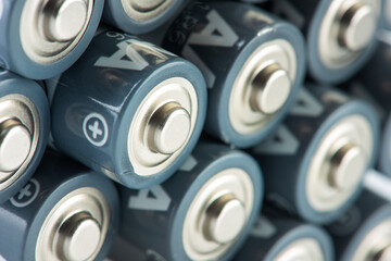Close up alkaline batteries size AA