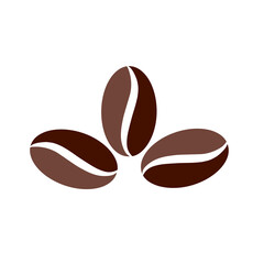 Coffee beans isolated white background. Icon, logo.