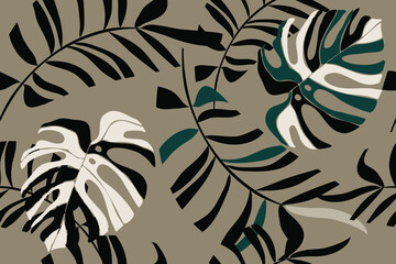 Tropical leaves. Exotic pattern. Creative seamless background. Fashion template for design, clothing, textiles
