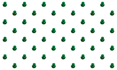 pattern green bowler with clover saint patrick's day symbol on isolated background