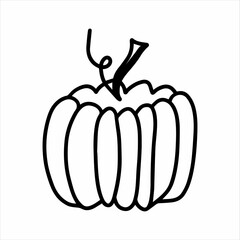 Vector halloween raw vegan pumpkin isolated on white background icon. Funny, cute illustration for seasonal design, textile, decoration kids playroom or greeting card. Hand drawn prints and doodle.