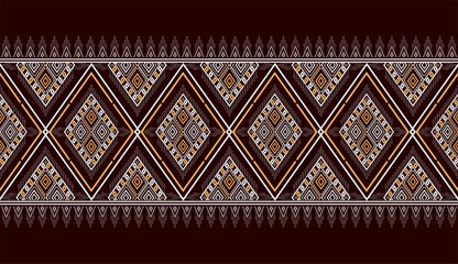 Geometric ethnic texture embroidery design with Dark Brown background design, skirt,carpet,wallpaper,clothing,wrapping,Batik,fabric,sheet, triangle shapes Vector, illustration style.eps
