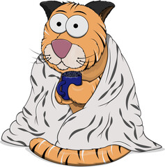 Tiger in a blanket, vector illustration