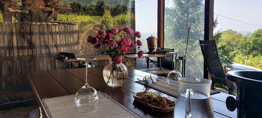 Summer still life on the veranda of a country house.