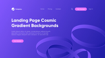 Modern Website Homepage Design.  Trendy Dynamic Violet Landing Page Template. Abstract Futuristic Vector Illustration Gradient Background. 