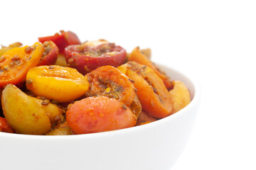 Close-up of Indian Organic pickle (Achar) made from carissa carandas ( karonda ). Very spicy, tart, acetic in taste and aromatic. A mixture of ayurvedic spices herbs with vegetables in edible oil