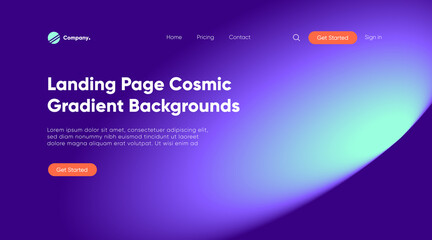 Light explosion background of Landing page for science website. Glowing cosmic effect on dark violet background. Vector backdrop