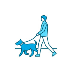 Dog walk color line icon. Pictogram for web page, mobile app