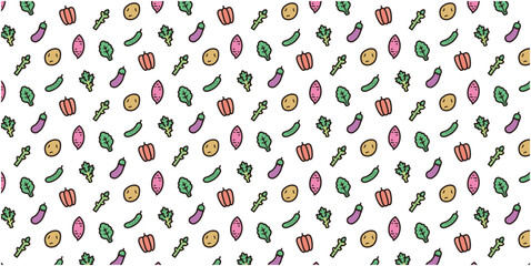 Vegetable icon pattern background for website or wrapping paper (Color icon version)