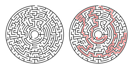 Rätsel Kreis Labyrinth mit Lösung als Spiel