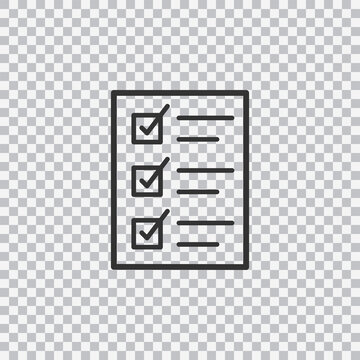 Wish list icon in black color isolated on transparent background. Thin line icon. Vector.