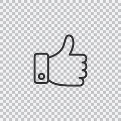 Thumbs up. Linear icon isolated on transparent background. Line with editable stroke.