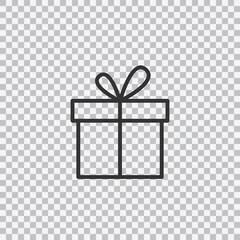 Simple gift line icon. Stroke pictogram. Vector illustration isolated on transparent background.