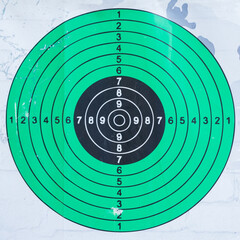 Close-up of a paper target for shooting at a shooting range.