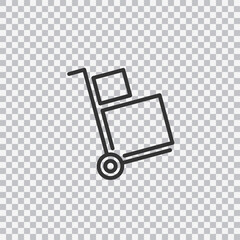 Truck with boxes icon isolated on transparent background. Hand truck sign symbol. Vector.