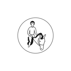 Horseback design, vector line, circle icon