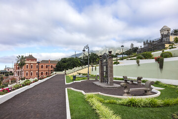 XIX century La Orotava public Victoria Gardens (Jardines Victoria): numerous water fountains,...