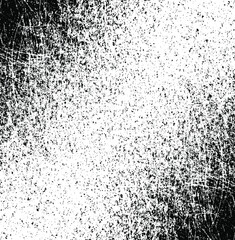 Scratched and Cracked Grunge Urban Background Texture Vector. Dust Overlay Distress Grainy Grungy Effect. Distressed Backdrop Vector Illustration. Isolated Black on White Background. EPS 10.